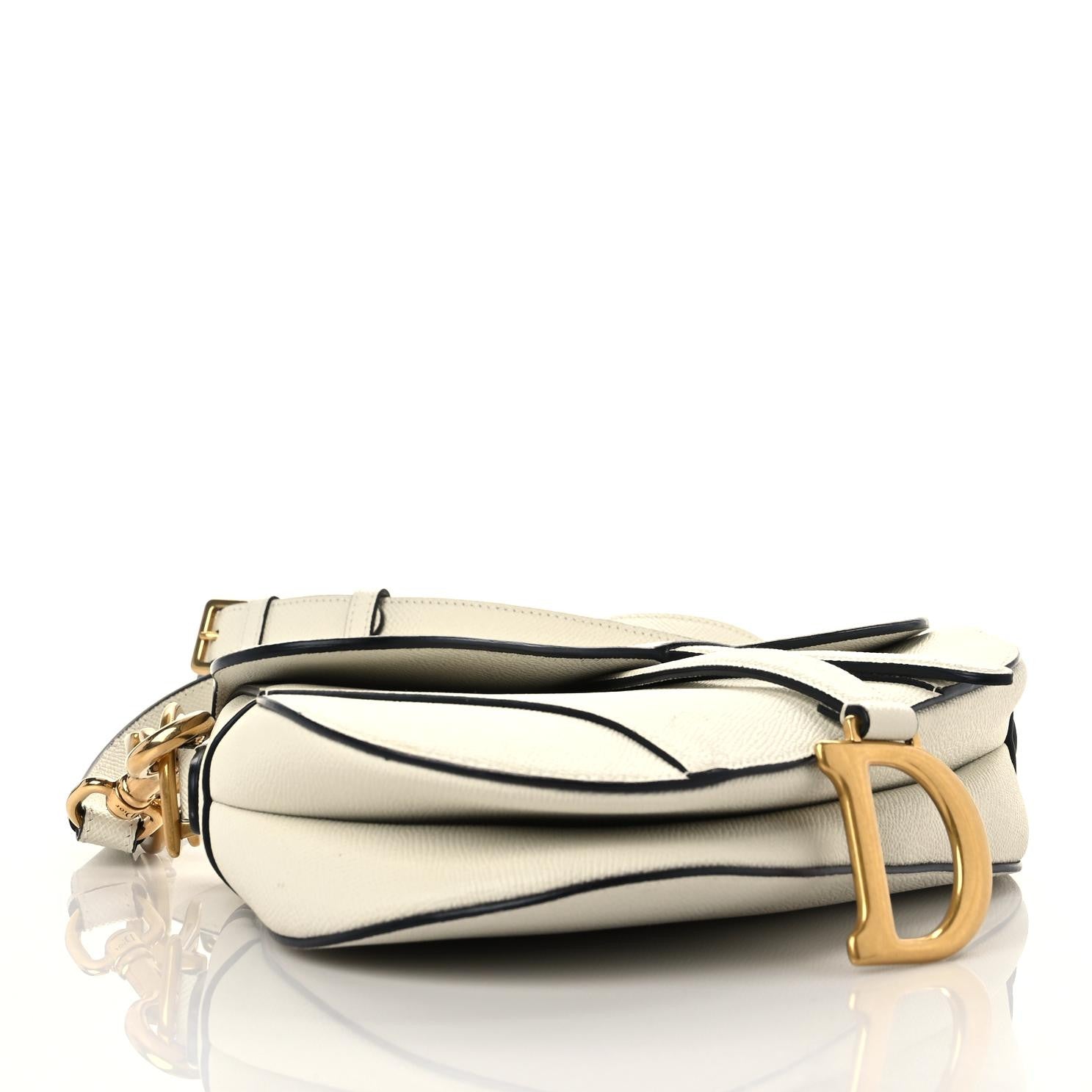Christian Dior Grained Calfskin Saddle Bag With Strap Latte 4 of 18