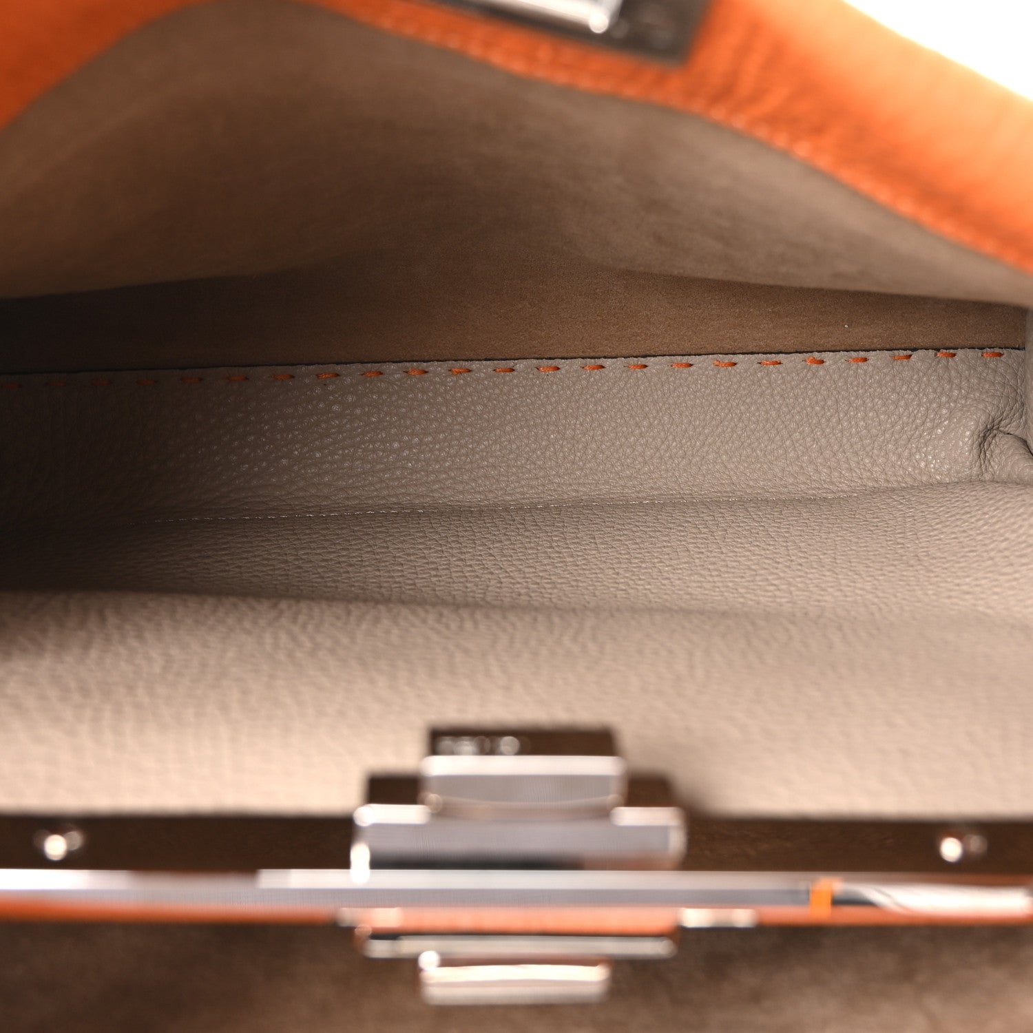 Fendi Cuoio Romano Selleria Bi-Color Medium Peekaboo Iconic Satchel Orange Stone 5 of 9