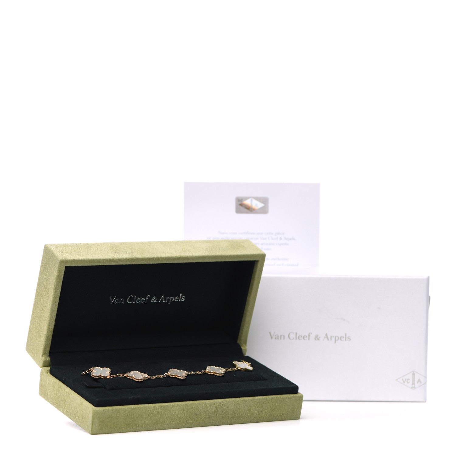 Van Cleef & Arpels 18K Yellow Gold Mother of Pearl 5 Motifs Vintage Alhambra Bracelet 7 of 7