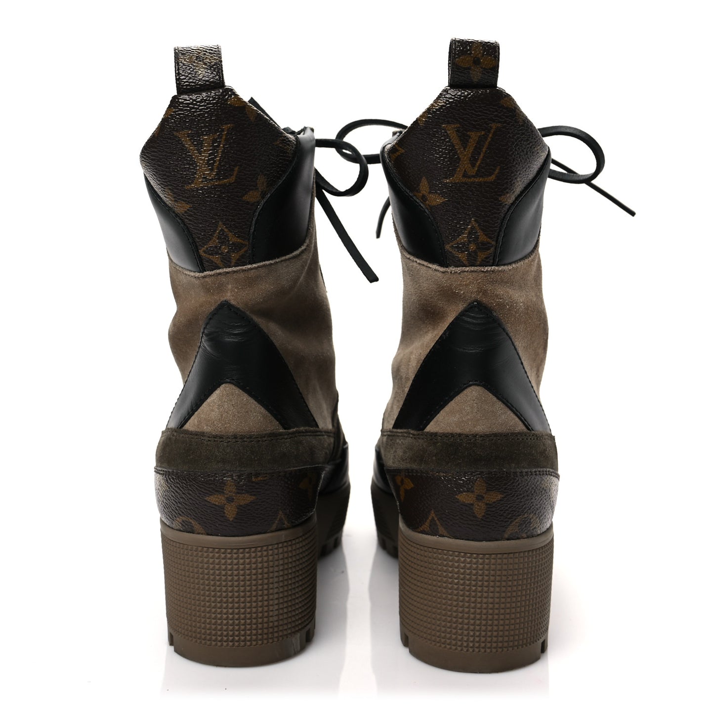 Suede Calfskin Monogram Laureate Platform Desert Boots 40 Taupe
