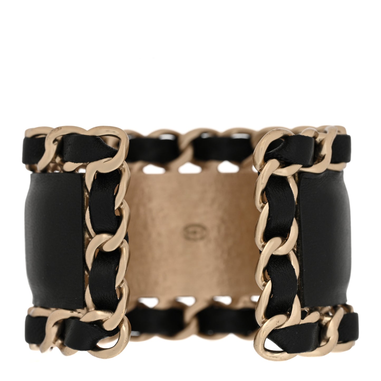 Lambskin Chain CC Cuff Black Gold
