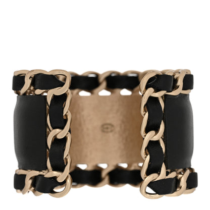 Chanel Lambskin Chain CC Cuff Black Gold 3 of 4