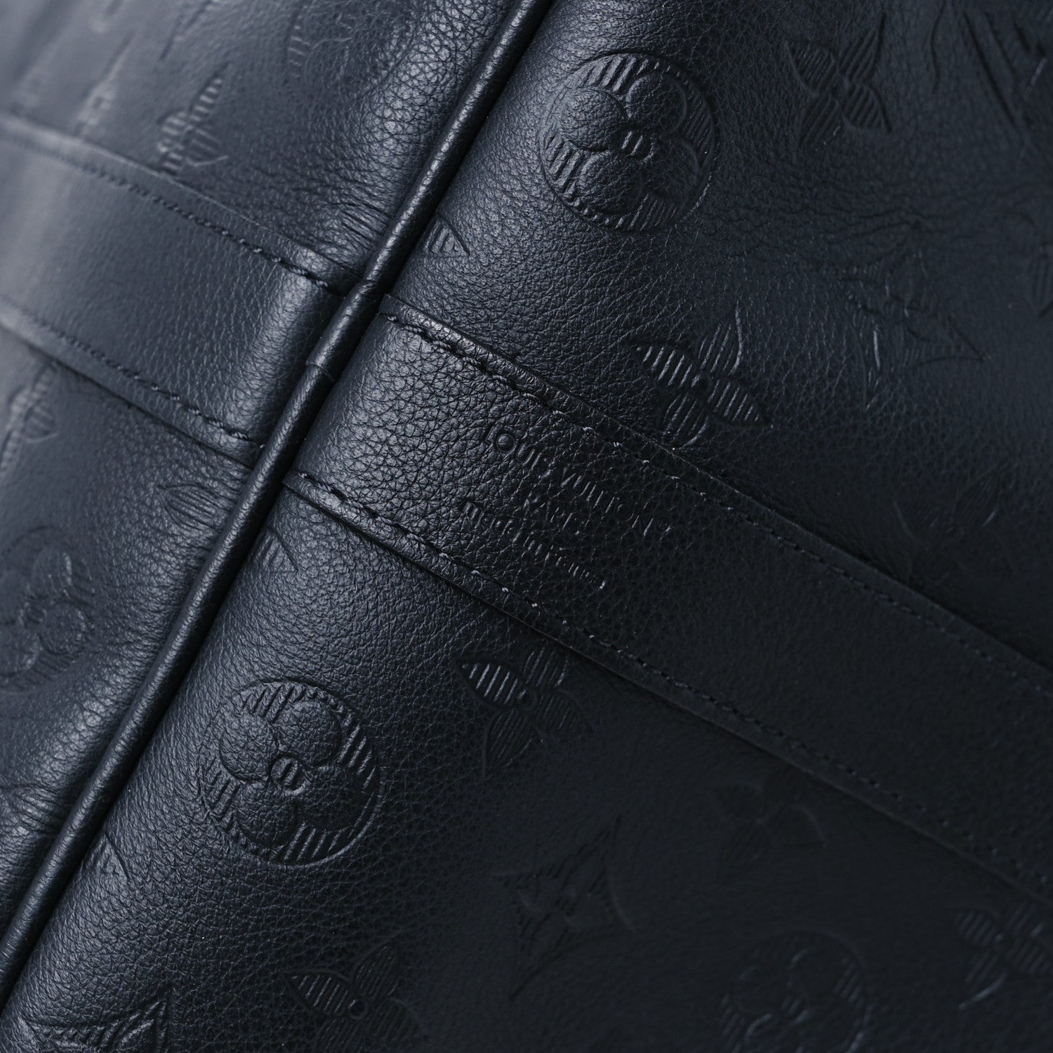 Louis Vuitton Calfskin Shadow Monogram Keepall Bandouliere 50 Black 6 of 9