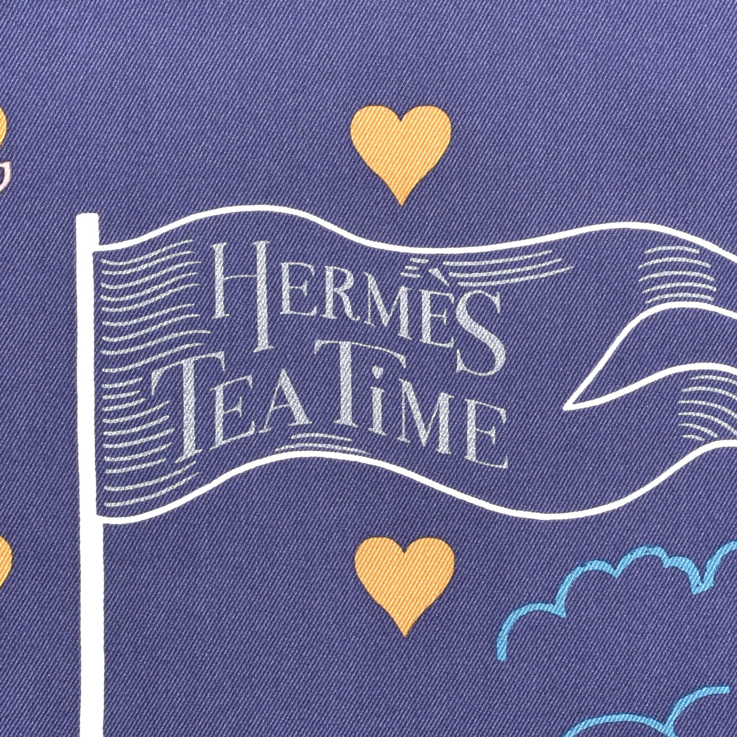 Hermes Silk Tea Time Scarf 70 Marine Vieux Rose 2 of 8