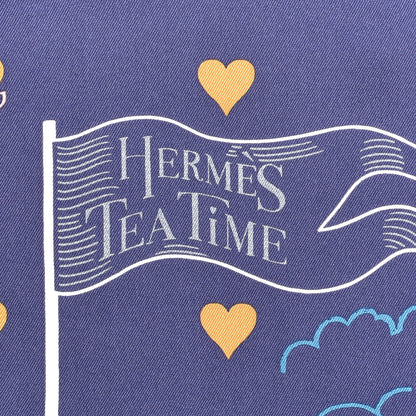 Hermes Silk Tea Time Scarf 70 Marine Vieux Rose 2 of 8