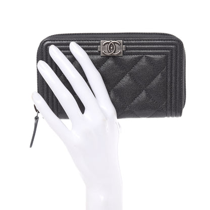 Chanel Caviar Quilted Small Boy Zip Around Wallet Grey 2 of 10
