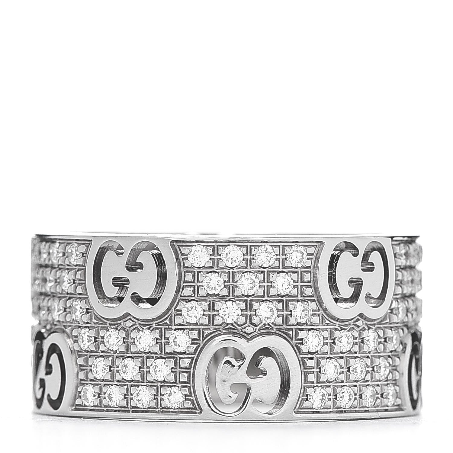 Gucci 18K White Gold Diamond Wide Icon Stardust Band Ring 52 6 3 of 5