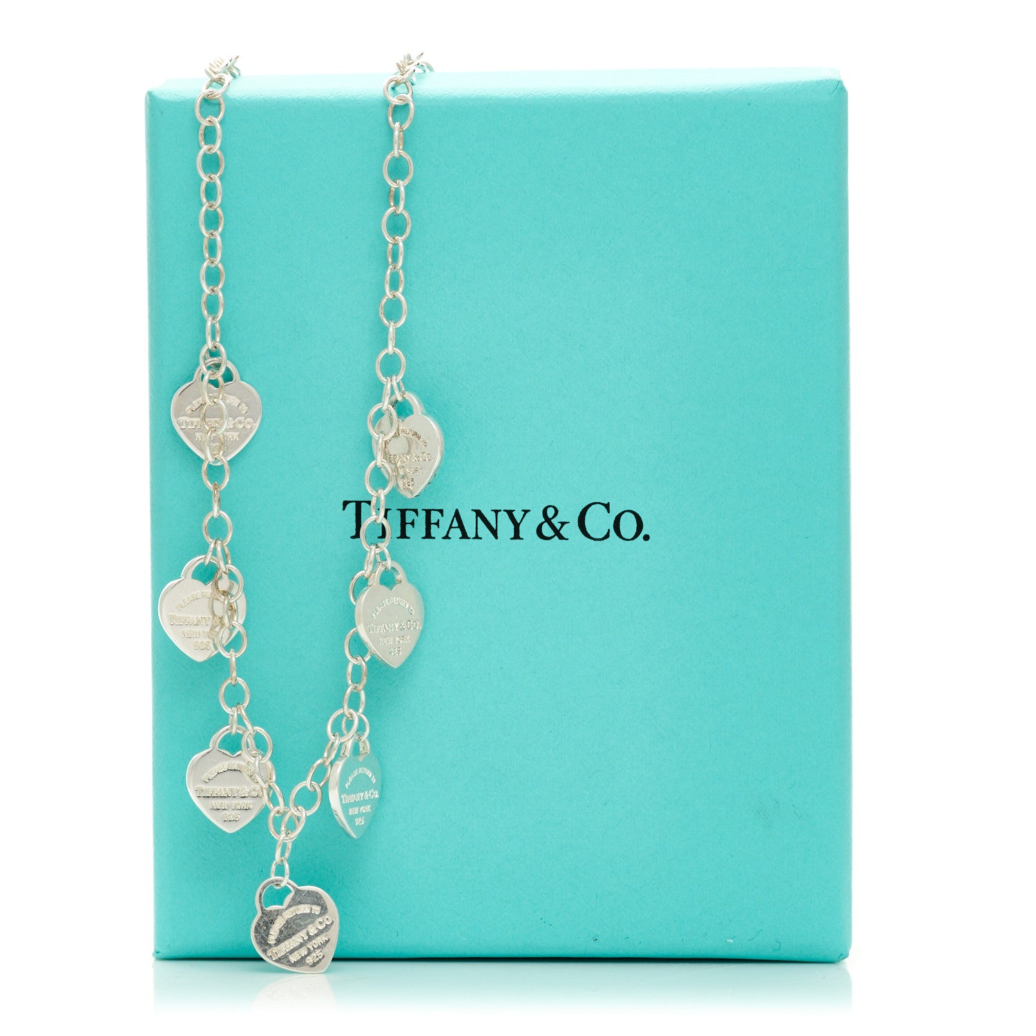 Tiffany Sterling Silver Enamel Return to Tiffany Multi Heart Charm Necklace Blue 5 of 5