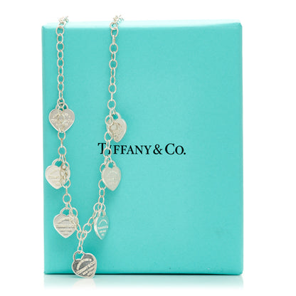 Tiffany Sterling Silver Enamel Return to Tiffany Multi Heart Charm Necklace Blue 5 of 5