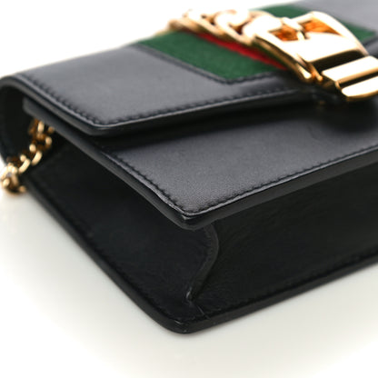 Gucci Calfskin Super Mini Sylvie Chain Shoulder Bag Black 9 of 19