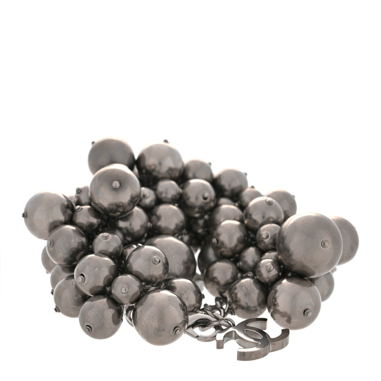Beaded CC Bracelet Silver