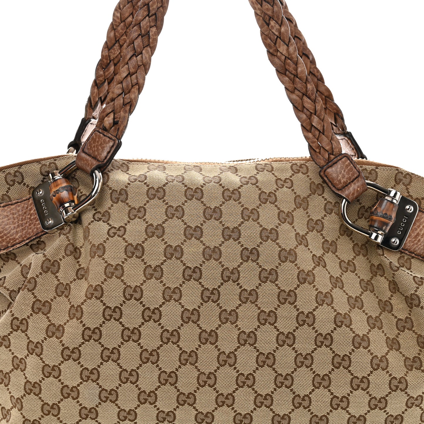 Monogram Large Bamboo Bar Tassel Shoulder Bag Brown