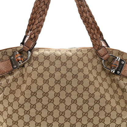 Gucci Monogram Large Bamboo Bar Tassel Shoulder Bag Brown 8 of 14