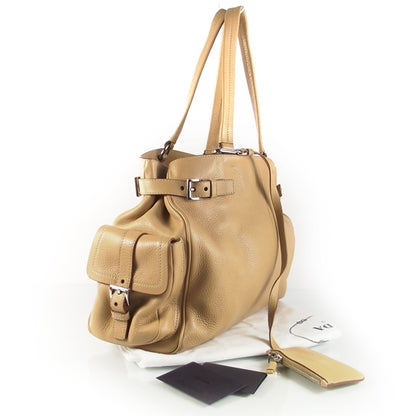 Prada Leather Shoulder Bag Beige 3 of 10