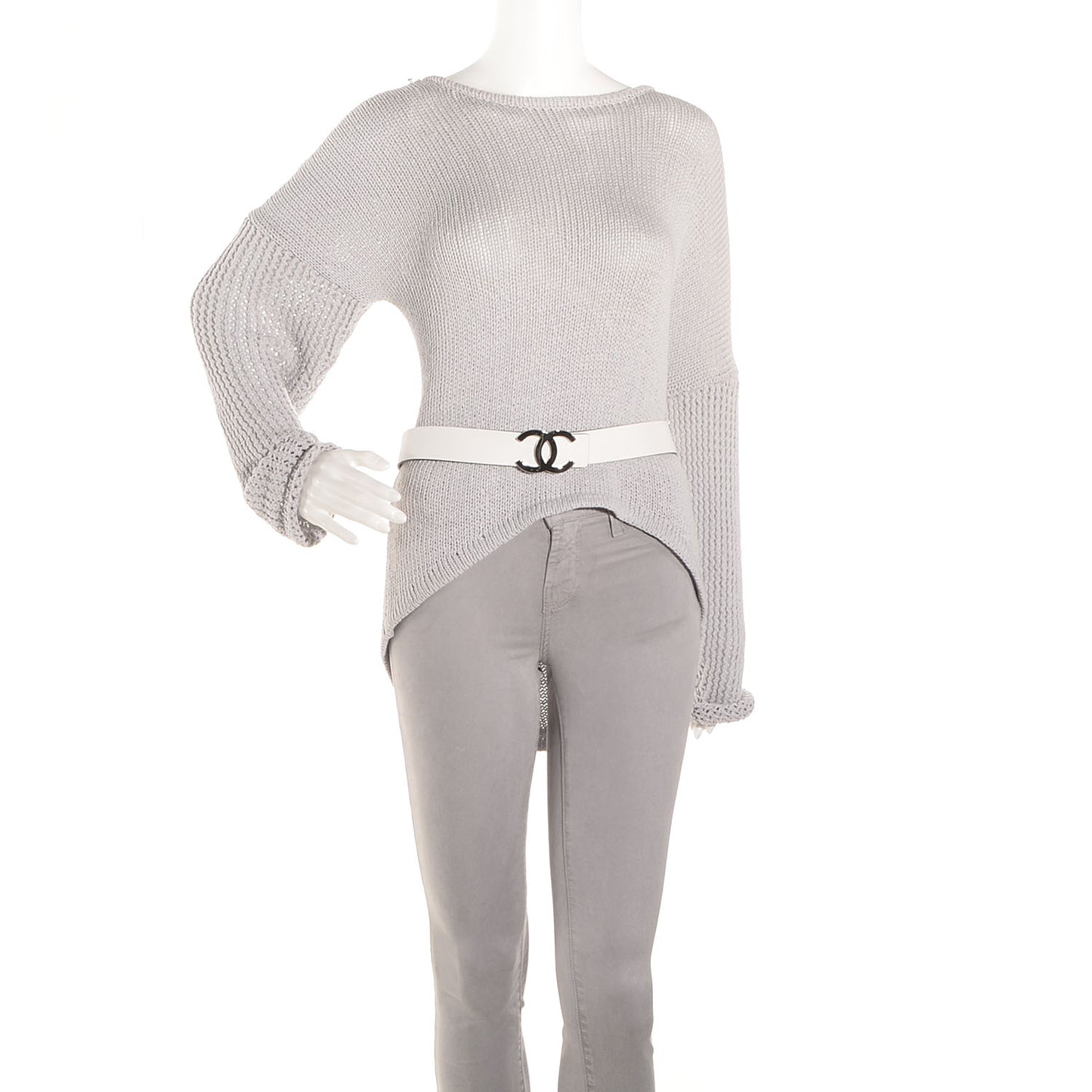 Leather Reversible CC Logo Belt 85 White Black