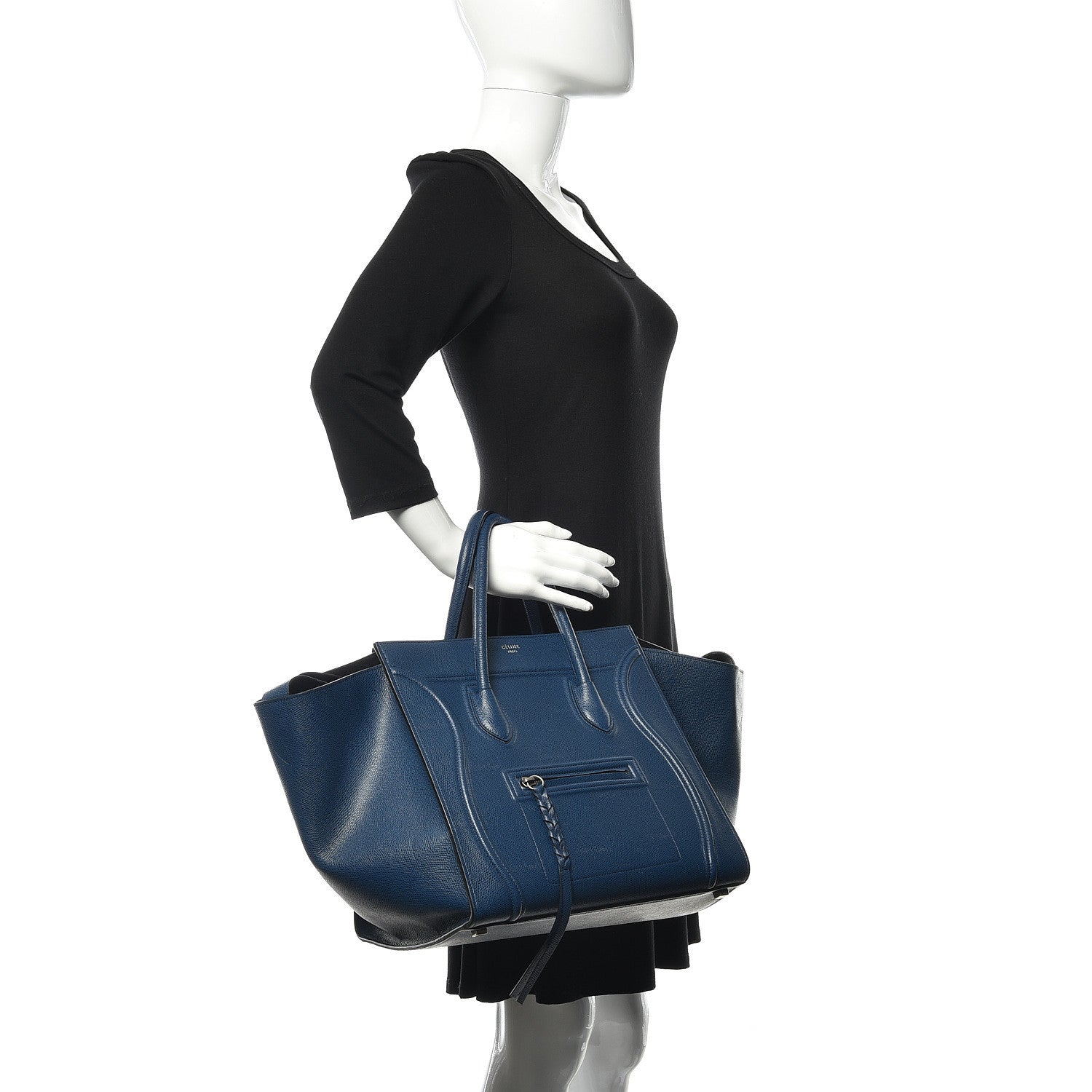 Celine Grained Calfskin Medium Phantom Luggage Deepsea 2 of 13