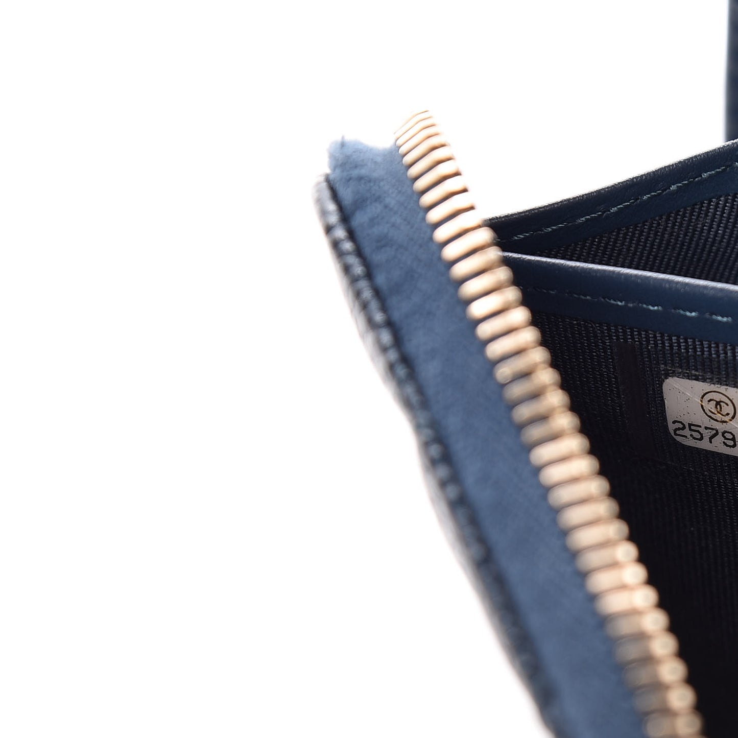 Metallic Caviar Quilted Large Gusset Zip Around Wallet Dark Blue