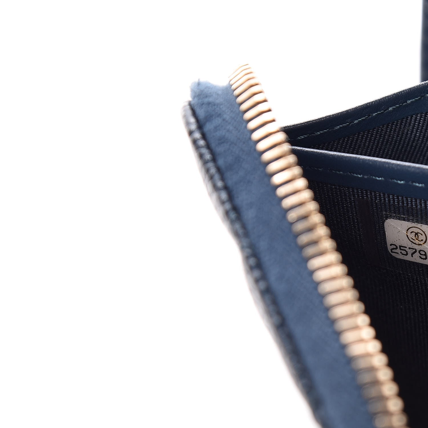 Chanel Metallic Caviar Quilted Large Gusset Zip Around Wallet Dark Blue 8 of 11