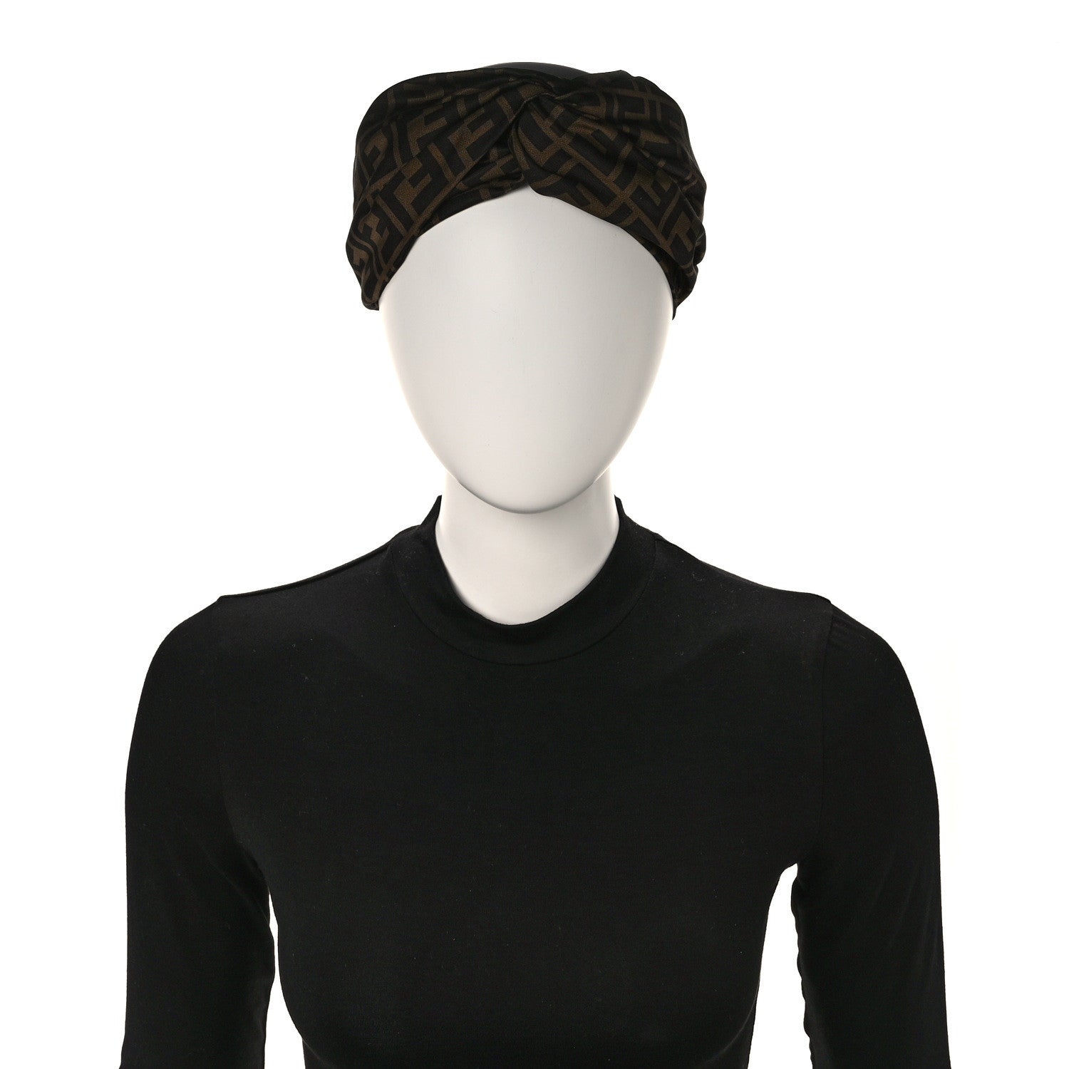 Fendi Silk FF Logo Headband Tobacco 2 of 5