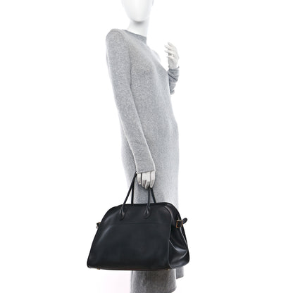 The Row THE ROW Polished Saddle Calfskin Soft Margaux 15 Black 2 of 8