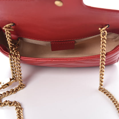 Gucci Calfskin Matelasse Super Mini GG Marmont Shoulder Bag Hibiscus Red 5 of 7