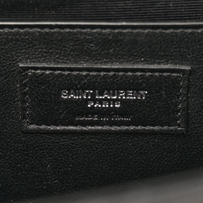 Saint Laurent Grain De Poudre Textured Mixed Matelasse Triquilt Medium Monogram Satchel Black 6 of 11