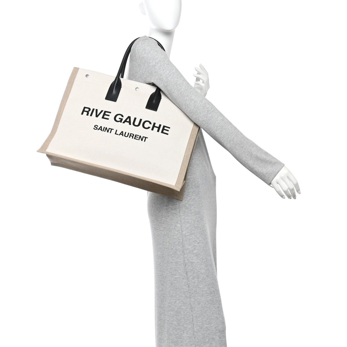 Linen Calfskin Rive Gauche Tote Optic White