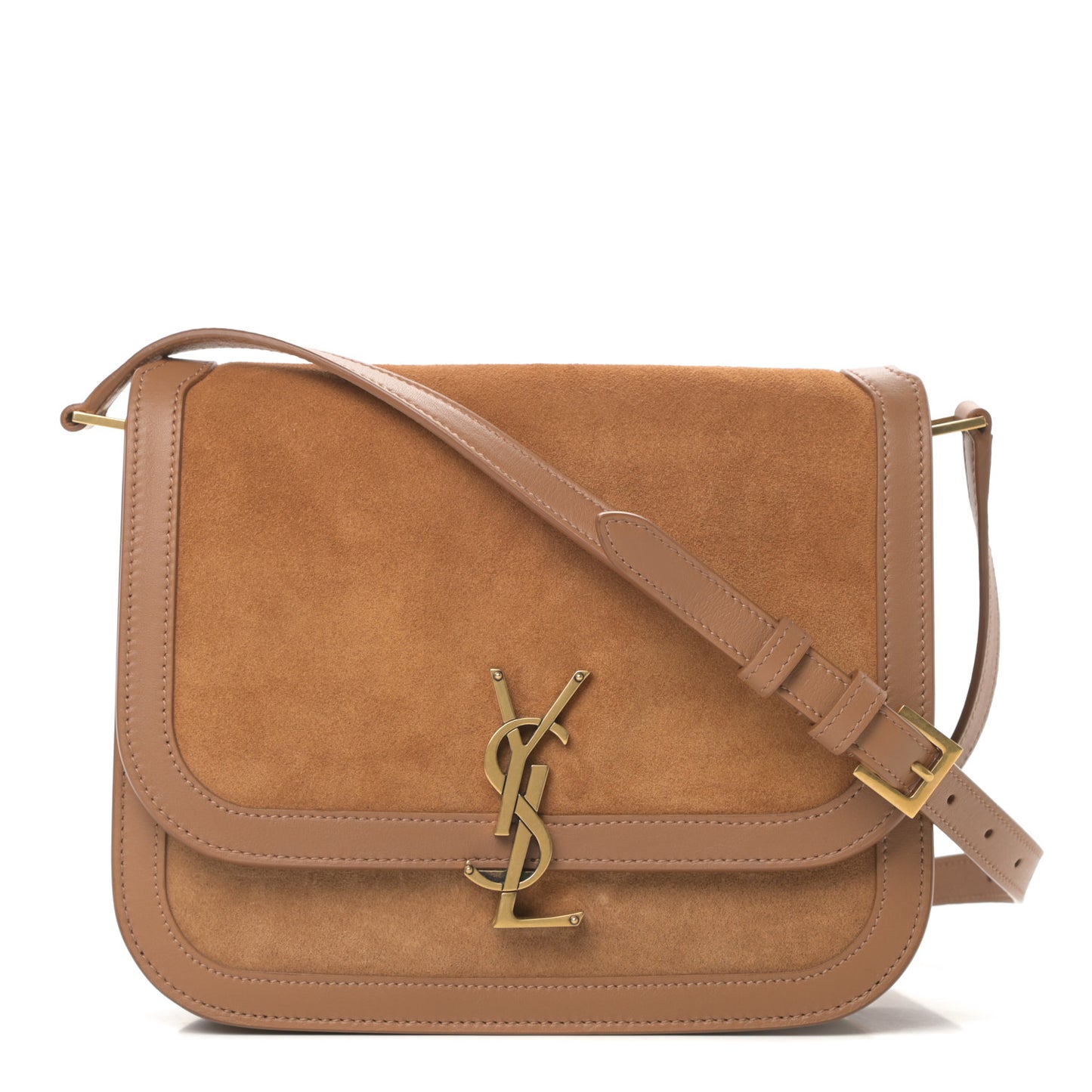 Suede Smooth Calfskin Monogram Medium Solferino Soft Satchel Cinnamon