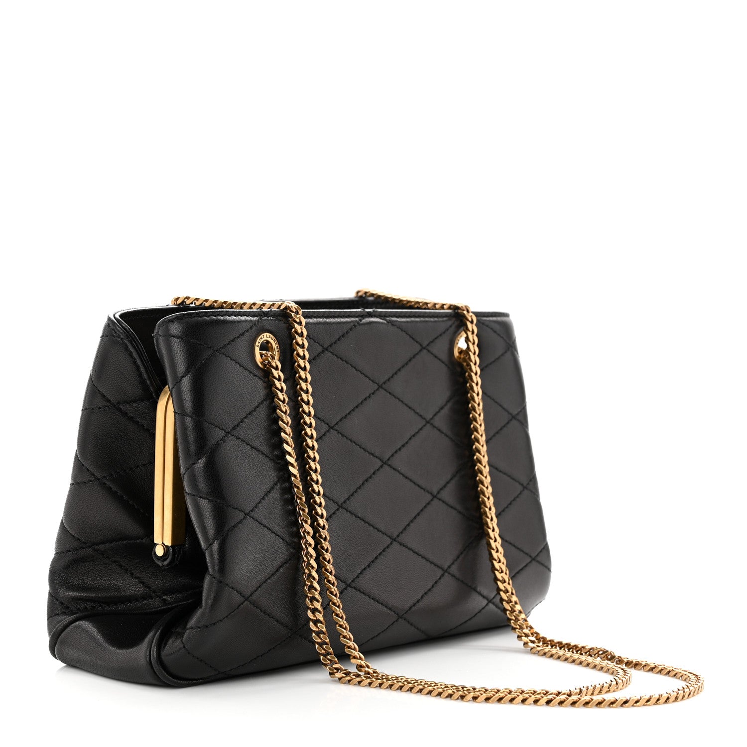 Saint Laurent Lambskin Quilted Melody Chain Bag Black 3 of 10
