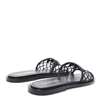 Chanel Lambskin Braided CC Mules 40 Black 5 of 9