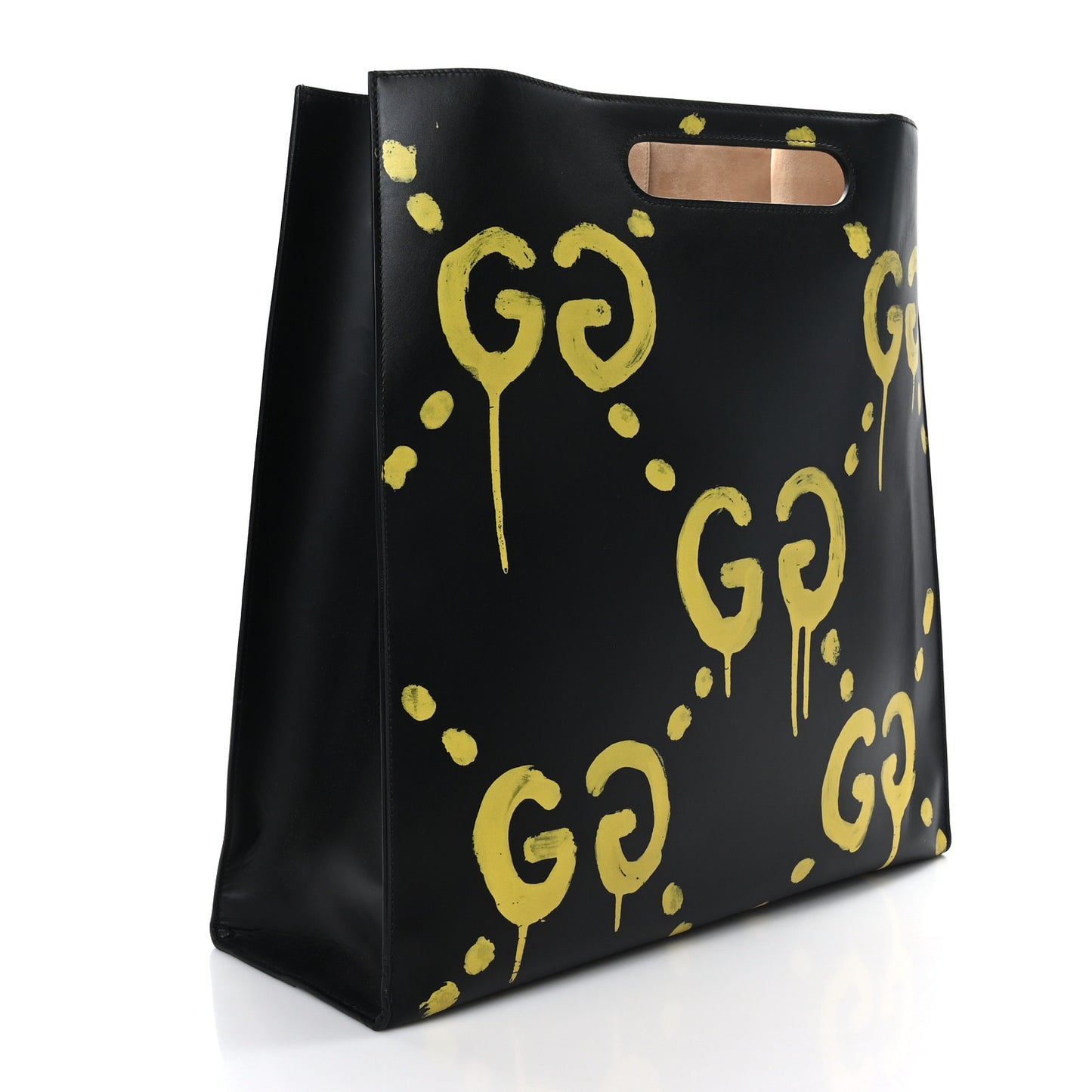 Calfskin GucciGhost Real Large XL Tote Black Yellow