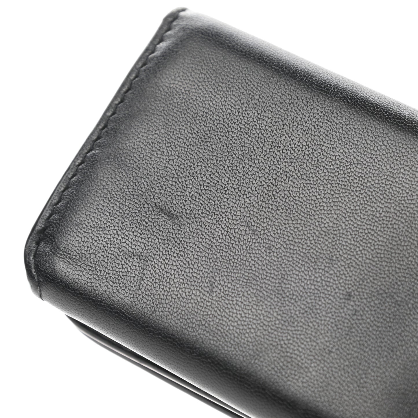 Calfskin Logo Mini Cash Wallet Black