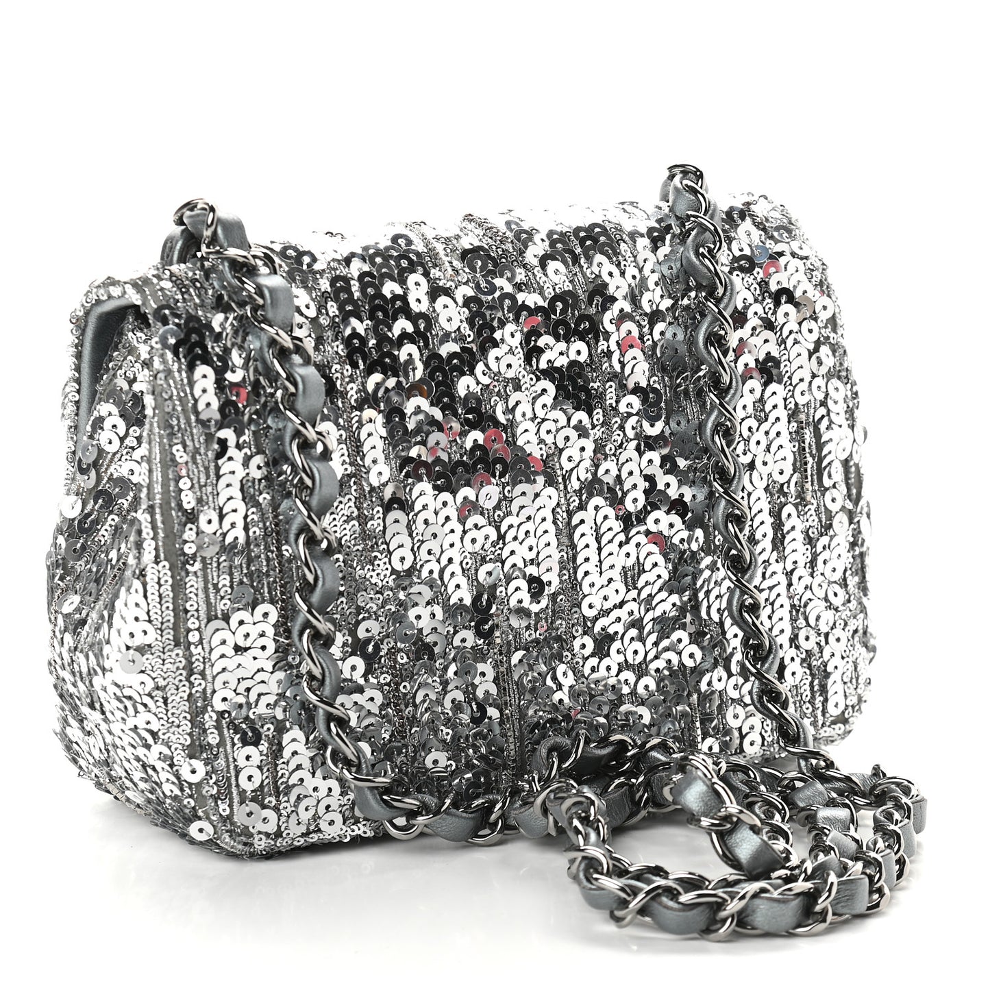 Sequin Mini Square Flap Silver