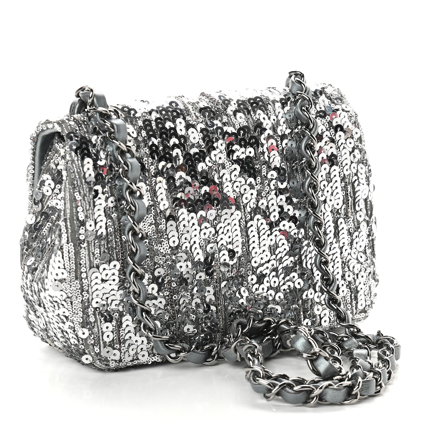 Chanel Sequin Mini Square Flap Silver 2 of 9