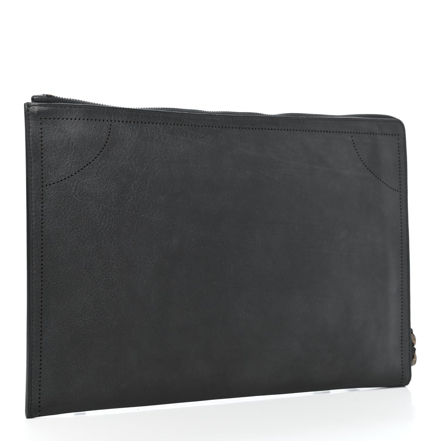 Veau Soyeux Perforated Blackout Hardware Pouch Black