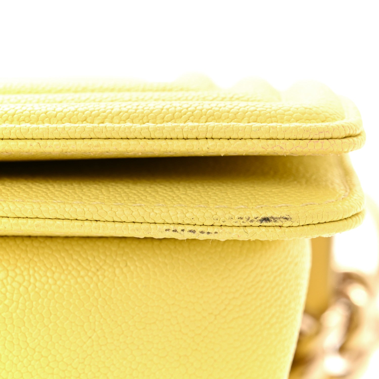 Chanel Caviar Chevron Quilted Medium Boy Flap Yellow 11 of 12