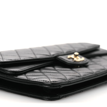 Chanel Lambskin Quilted Flap Clutch Black 9 of 14