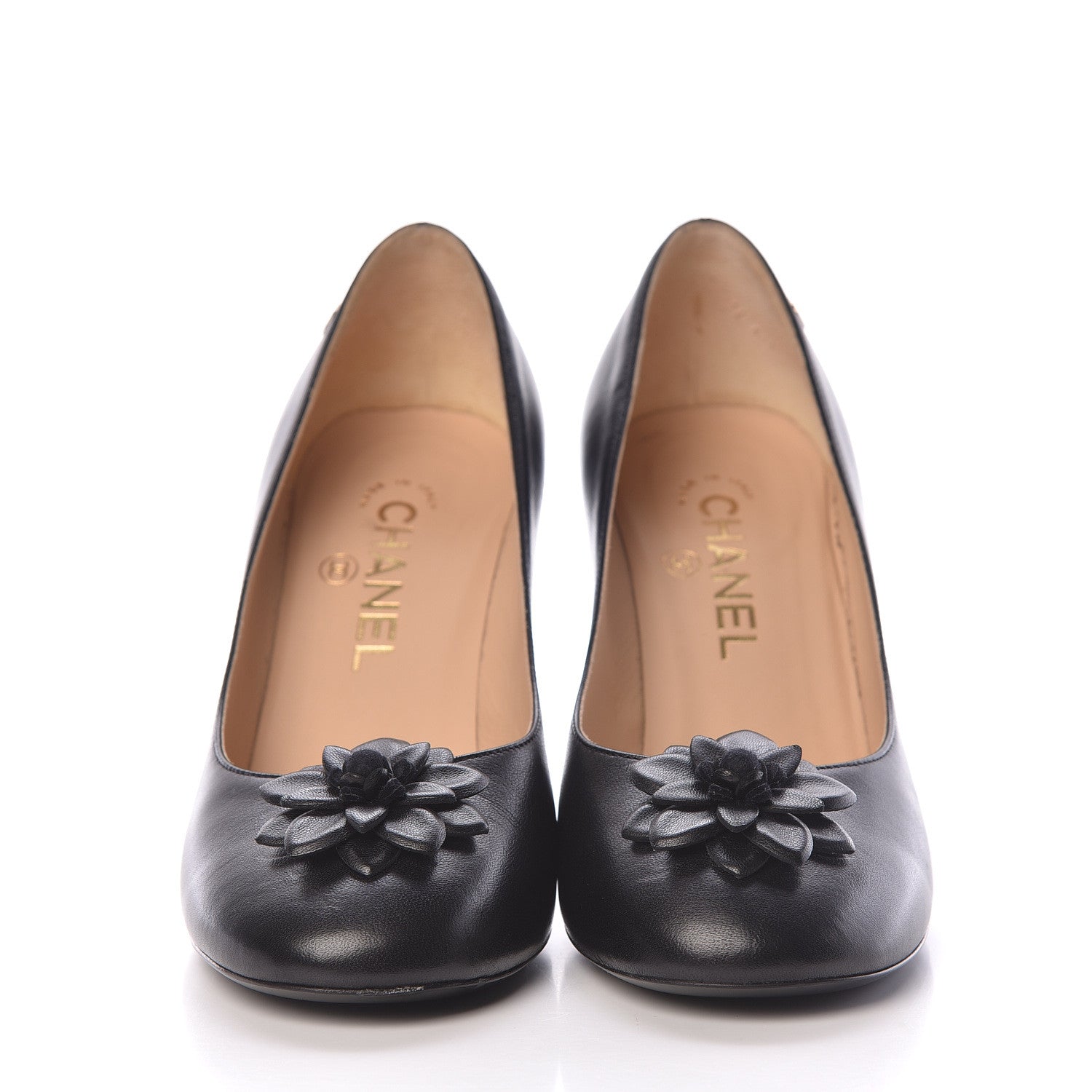 Chanel Lambskin Camellia Pumps 38.5 Black 2 of 14