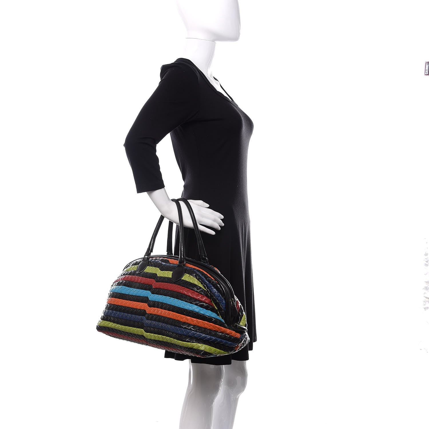 Bottega Veneta Shiny Goatskin Intrecciato Frame Bowling Bag Multicolor 3 of 12