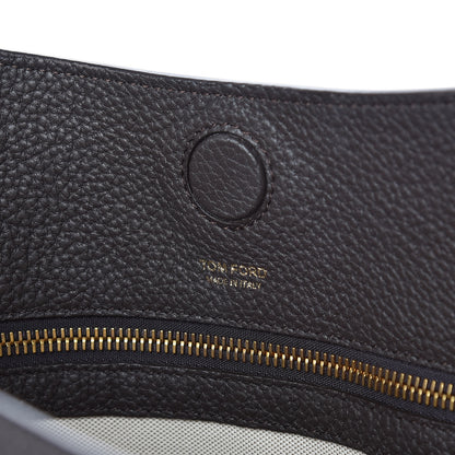 Tom Ford Pebbled Calfskin Large Alix Padlock Zip Hobo Bag Grey 6 of 11