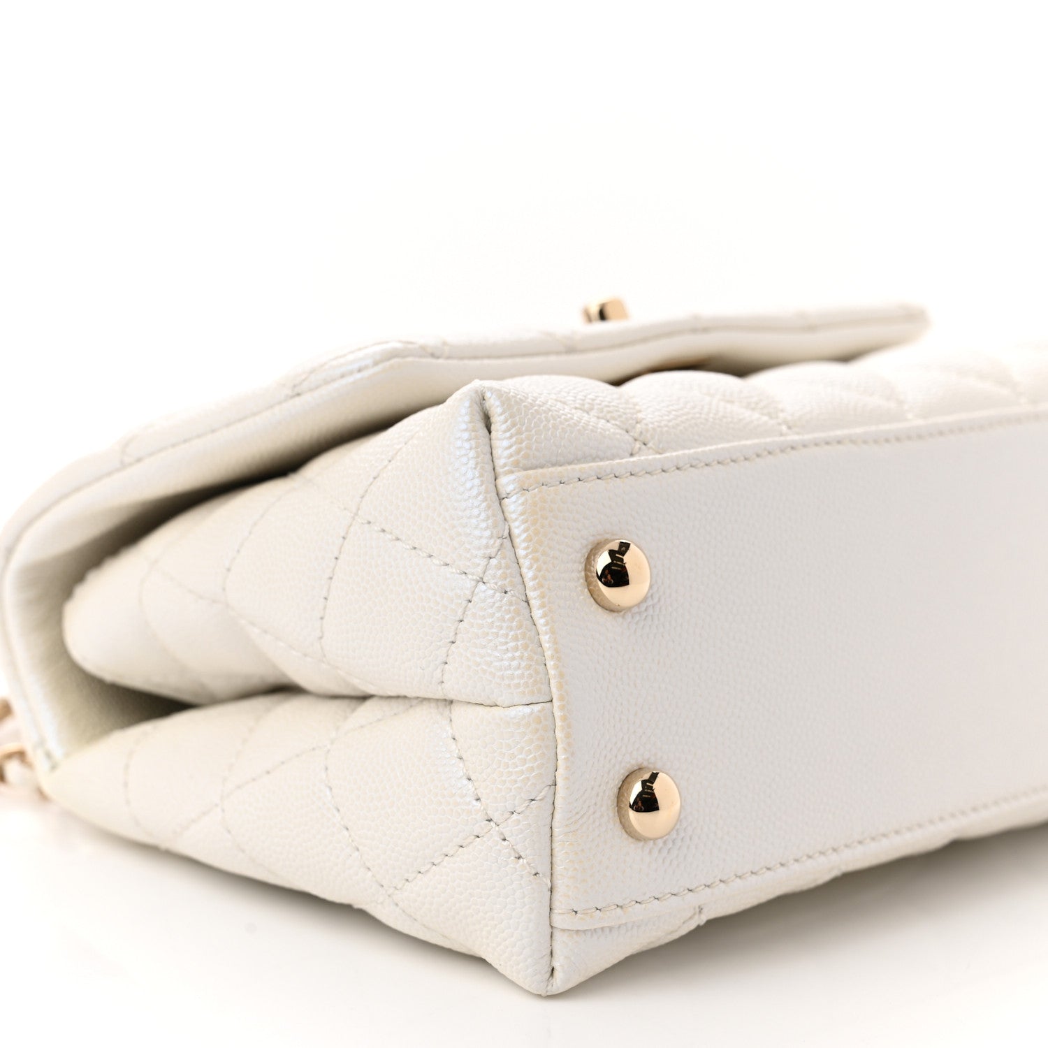 Chanel Iridescent Caviar Quilted Extra Mini Coco Handle Flap White 9 of 11