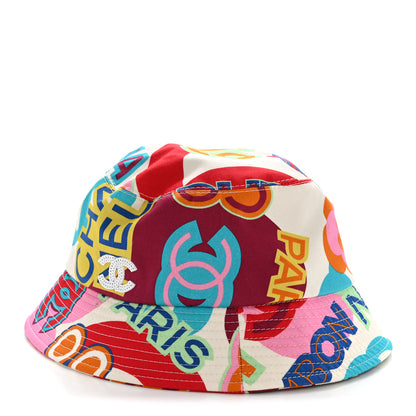 Chanel Cotton Cloche Bucket Hat M Pink Red White Turquoise 4 of 8