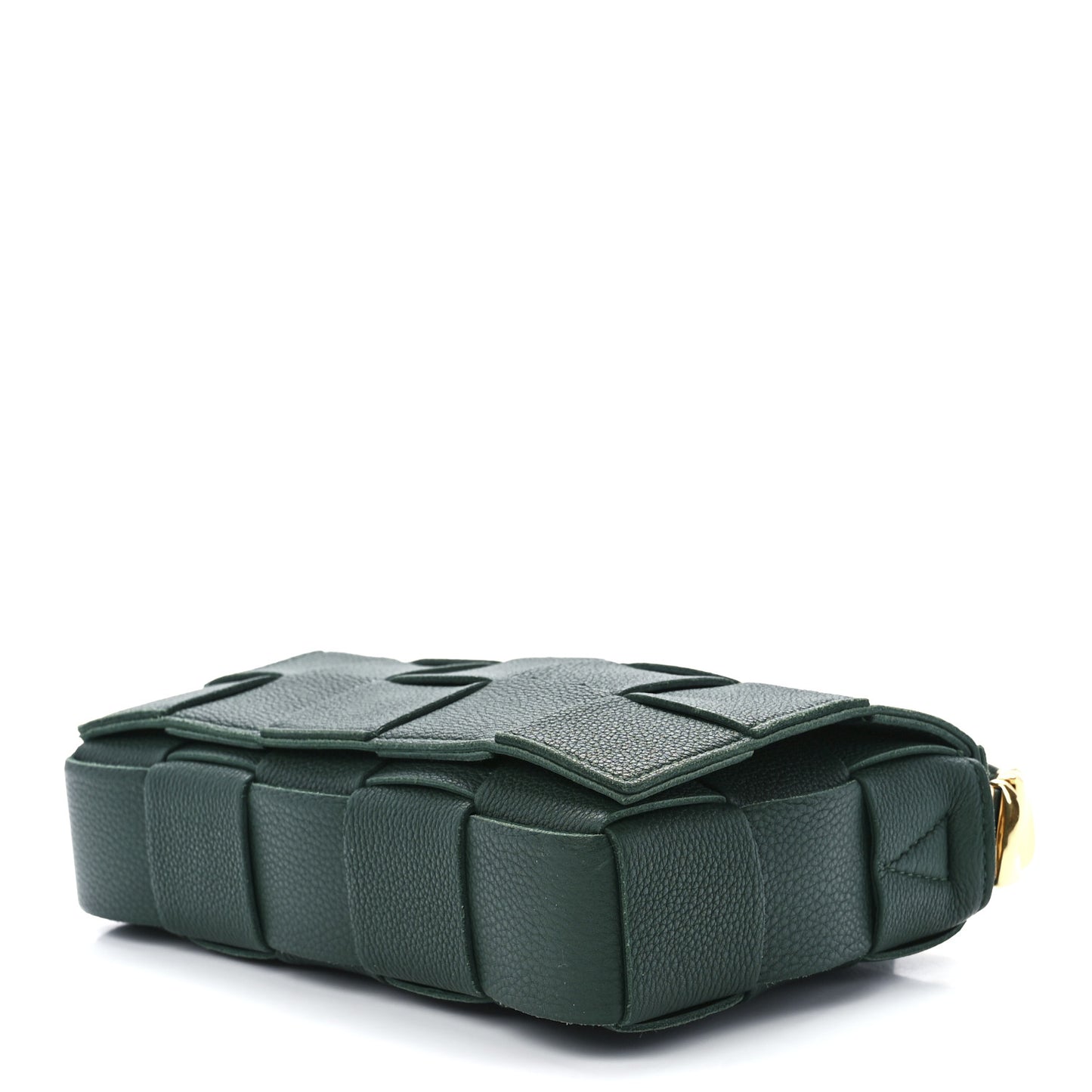 Grained Calfskin Maxi Intrecciato Cassette Crossbody Bag Raintree Green