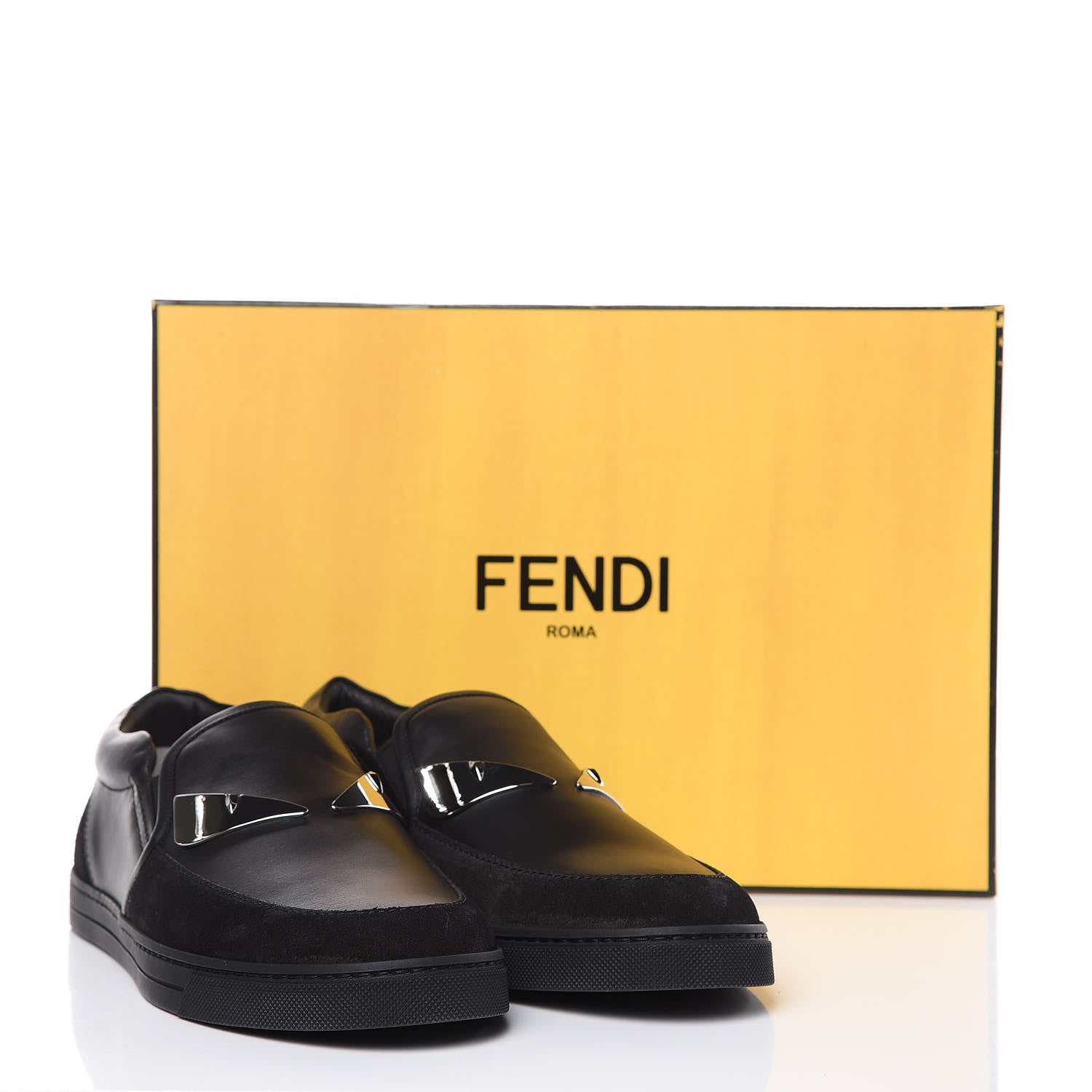 Fendi Vitello Monster Eyes Mens Slip On Sneakers 6 Black 8 of 8