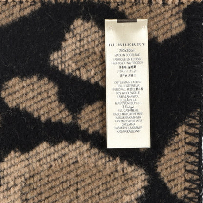 Burberry Wool Cashmere Jacquard Animal Print Scarf Camel 4 of 4