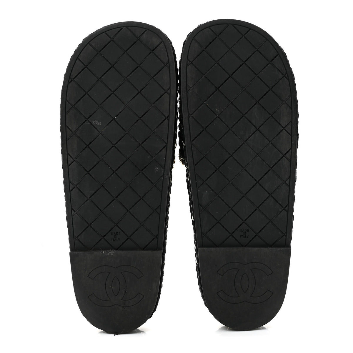 Cord Lambskin CC Chain Mules 40 Black