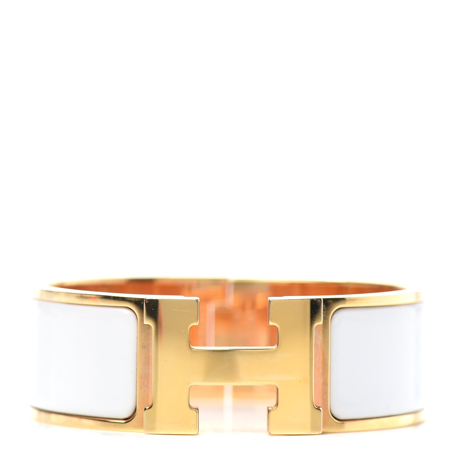 Hermes Enamel Wide Clic Clac H Bracelet PM White 1 of 4