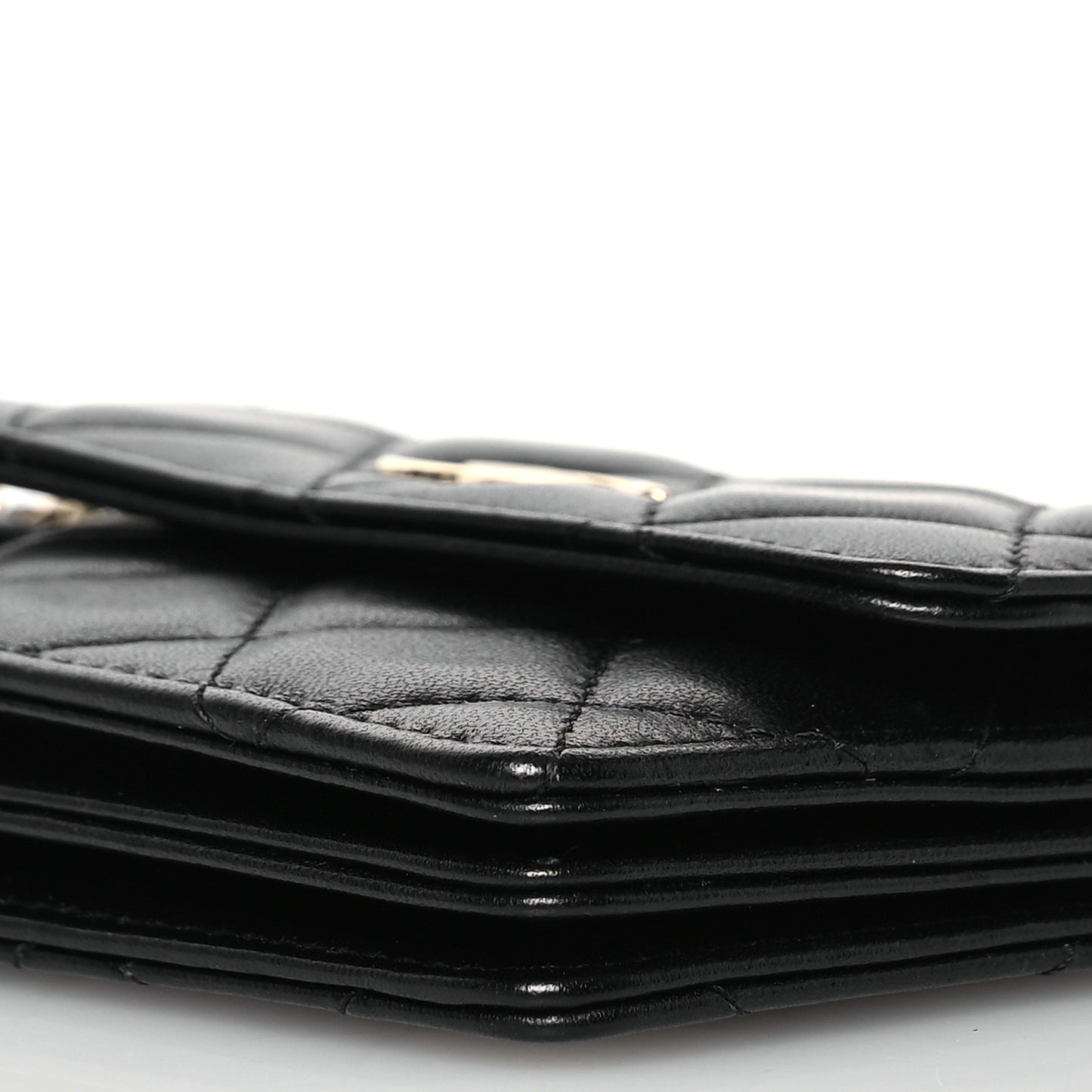 Lambskin Quilted My Chanel Lady Card Holder On Chain Black