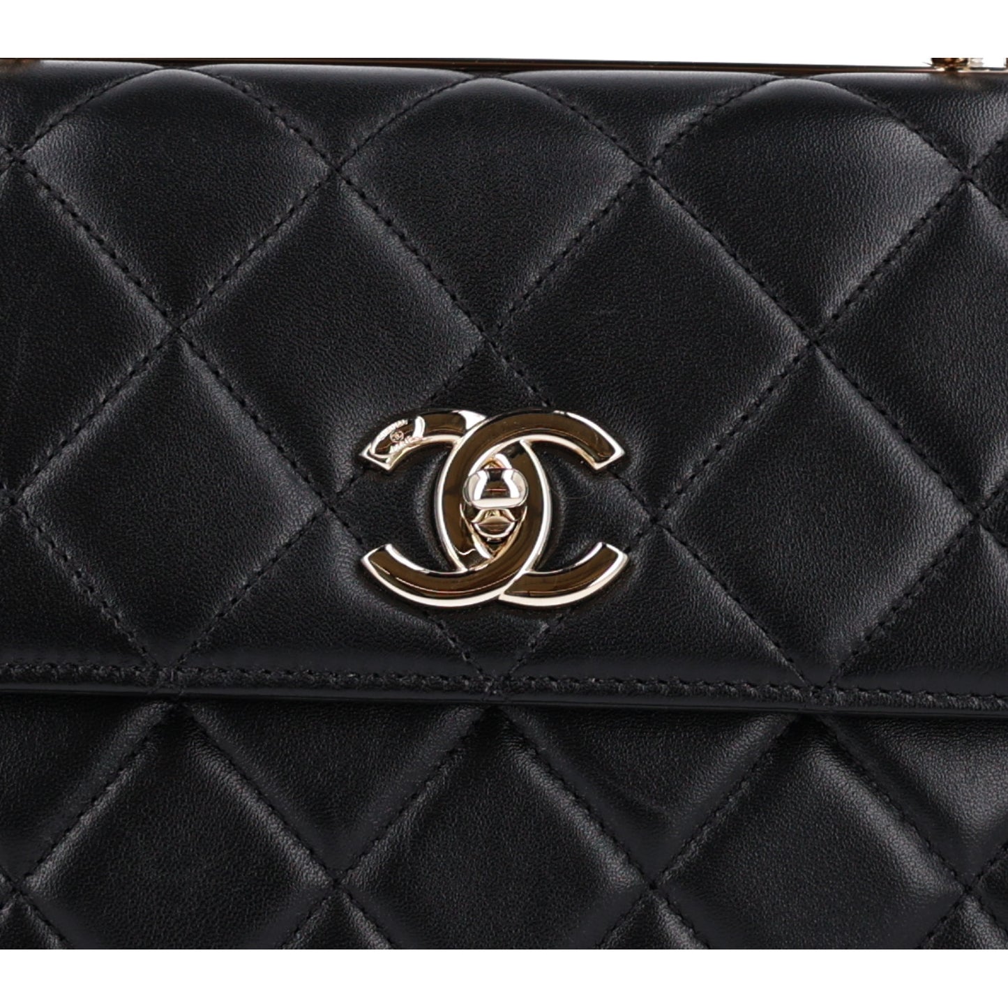 Lambskin Quilted Small Trendy CC Dual Handle Flap Bag Black