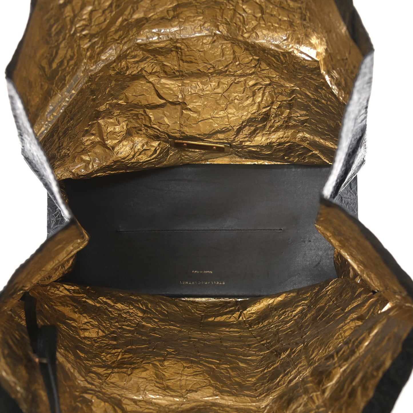 Crinkled Faux Patent Beckett Shoulder Bag Black